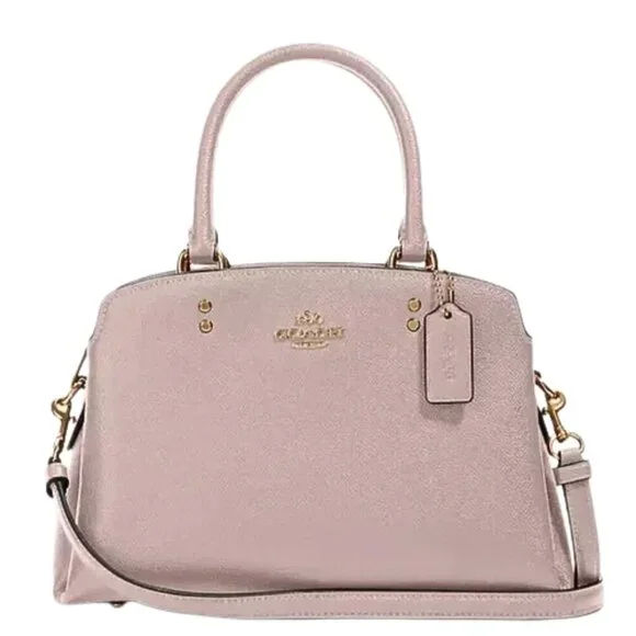 COACH Leather Washed Mauve Mini Lillie Carryall Golden Hardware Feet NWT - Picture 2 of 11